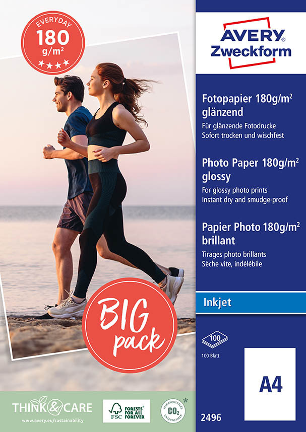 Avery Fotopapir Glossy Inkjet 180g A4 (50)