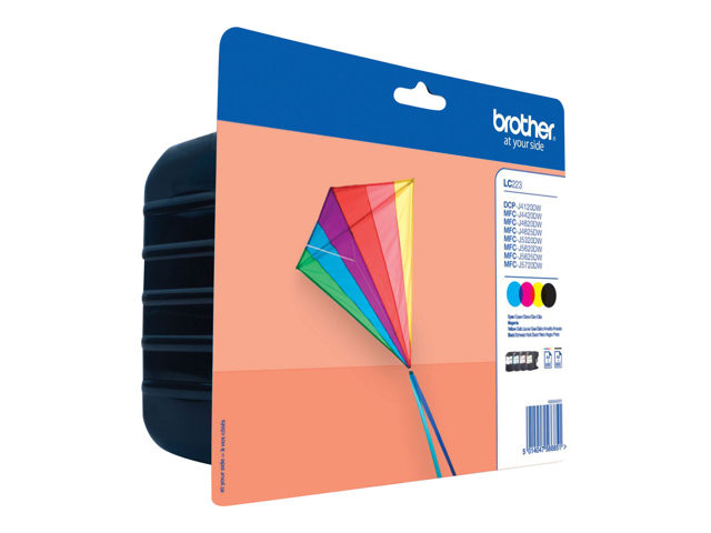 Brother LC223 BK/C/M/Y (svart/cyan/magenta/gul) blekkpatroner 4-pakk 1 x 11,8 ml / 3 x 5,9 ml