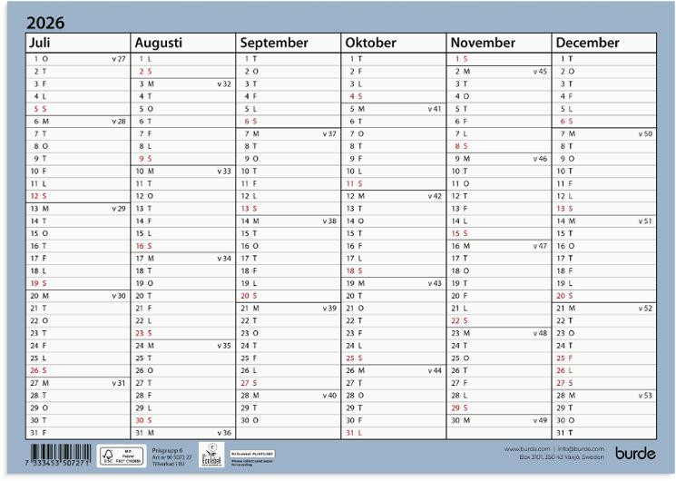 BildeVäggkalender Väggblad A4 26/27
