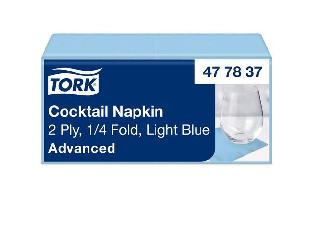 BildeServett TORK Cocktail 2-lag ljblå 200/fp