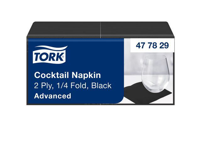 BildeServett TORK Cocktail 2-lag svart 200/fp