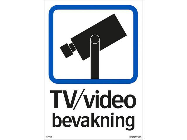 BildeSkylt TV/video bevakning 210x297mm