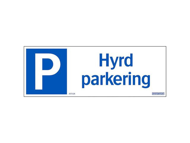 BildeSkylt Hyrd parkering 297x105mm
