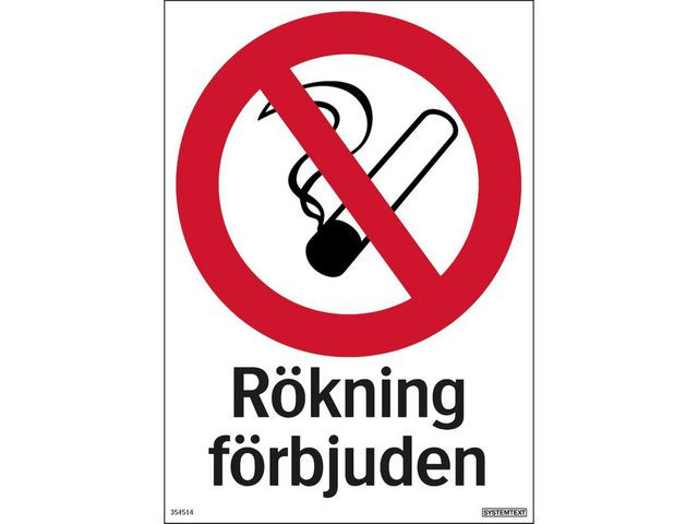 BildeSkylt Rökning förbjuden alum. 210x297mm