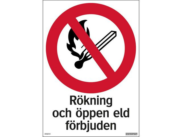 BildeSkylt Rökning/eld förbjuden 210x297mm