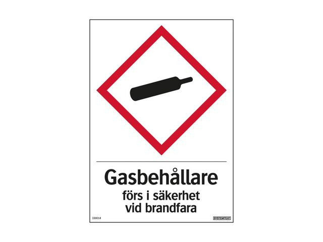 BildeSkylt Gasbehållare alum. 210x297mm