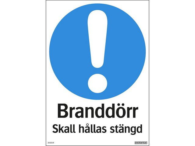 BildeSkylt Branddörr stängd 210x297mm