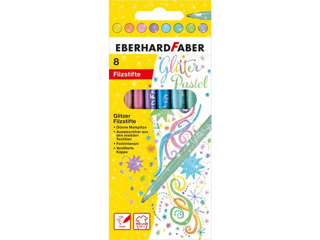 BildeFiberpenna FABER Glitter pastel 8/fp