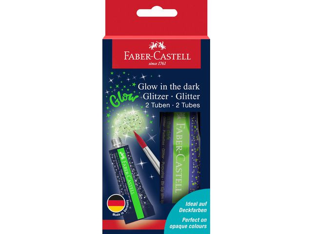 BildeGlitterfärg FABER Glow inthe dark 2x12ml