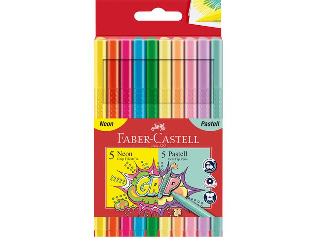 BildeFiberpenna FABER neon och pastell 10/fp