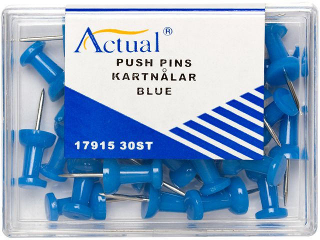 BildeKartnålar ACTUAL cylinderformad blå30/fp