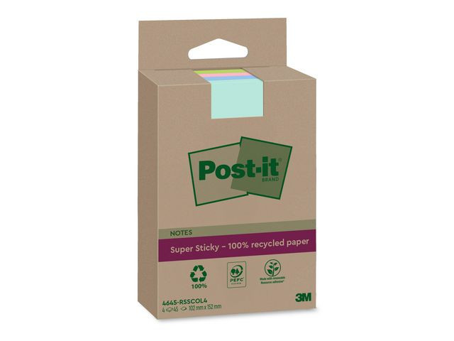 BildeNotes POST-IT SS rec 102x152mm sort 4/fp