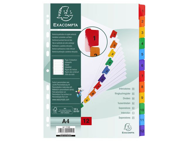 BildeKartongregister EXACOMPTA 1-12 multifärg