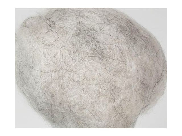 BildeKardad ofärgad ull 1kg ljusgrå