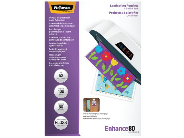 BildeLaminat FELLOWES S-H A3 80mic kla 100/fp