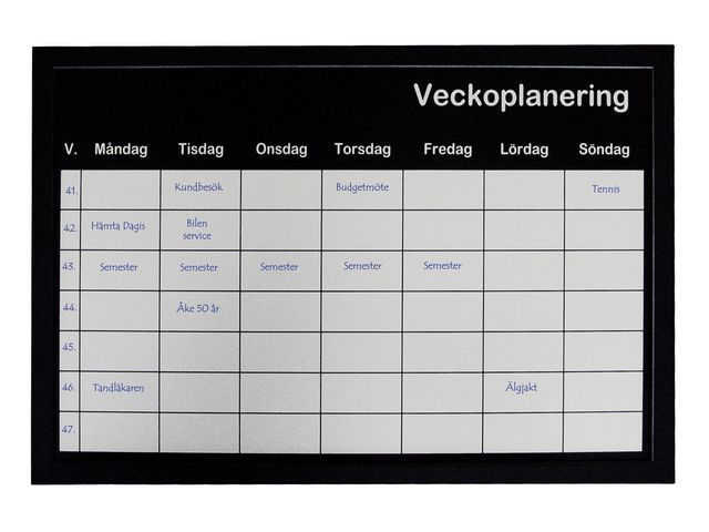 BildeTavla veckoplanering 60x40cm silver
