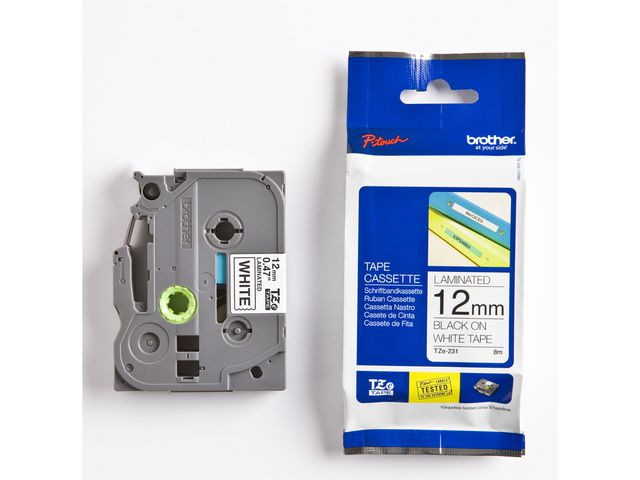 BildeTape BROTHER TZE231 12mm svart på vit