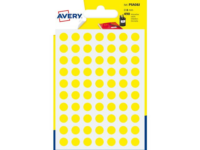 BildeEtikett AVERY 8mm gul 490/fp