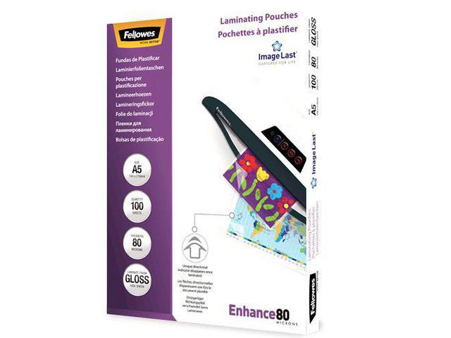BildeLaminat FELLOWES A5 80mic klar 100/fp