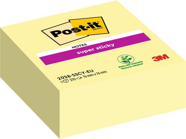 BildeNotes POST-IT SS kub 76x76mm gul 270blad