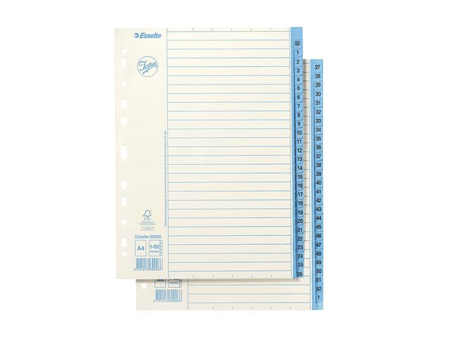 BildePappregister JOPA A4 1-52 vit/blå