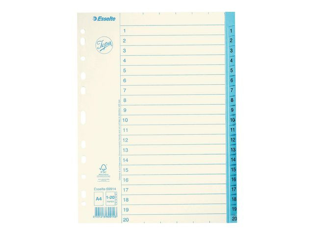 BildePappregister JOPA A4 1-20 vit/blå