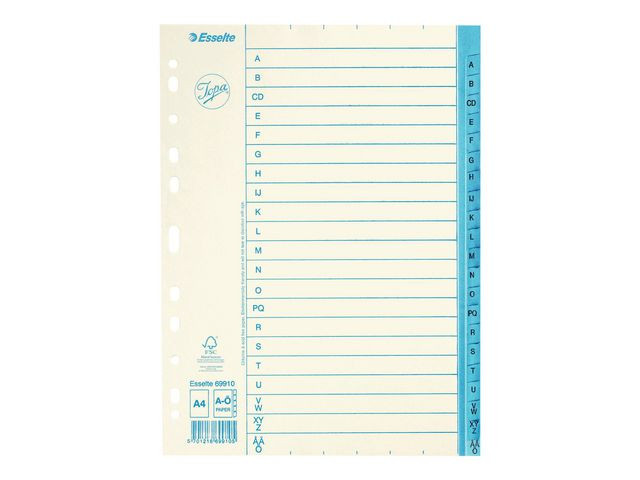 BildePappregister JOPA A4 A-Ö vit/blå