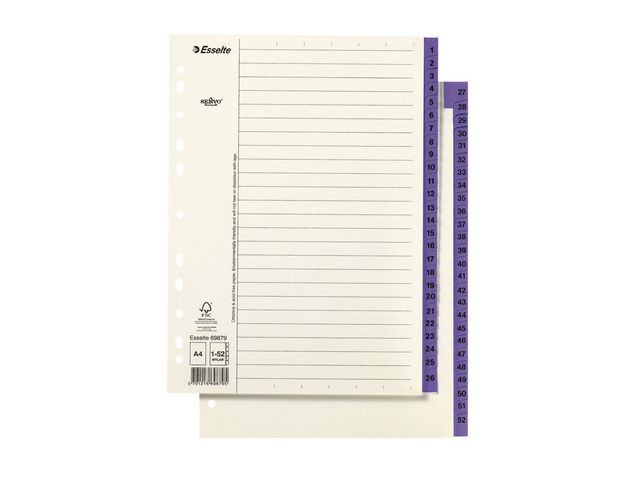 BildePappregister Servo A4 1-52 lila flik
