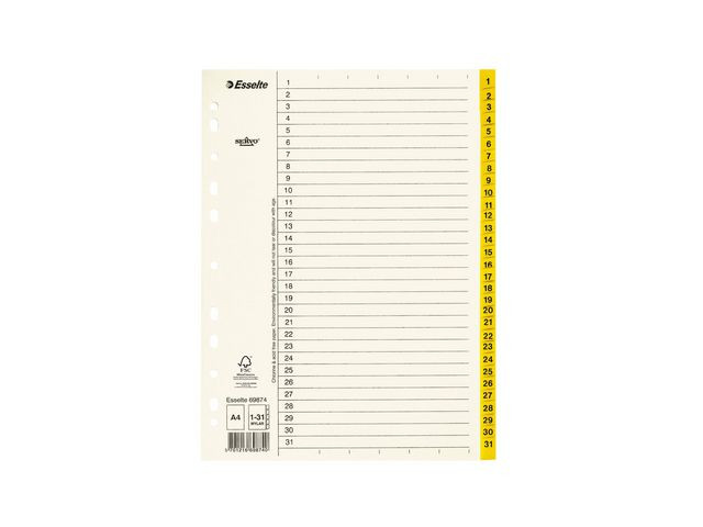 BildePappregister Servo A4 1-31 gul flik