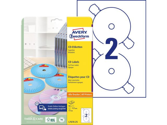 BildeEtikett AVERY CD laser/inkjet 50/fp