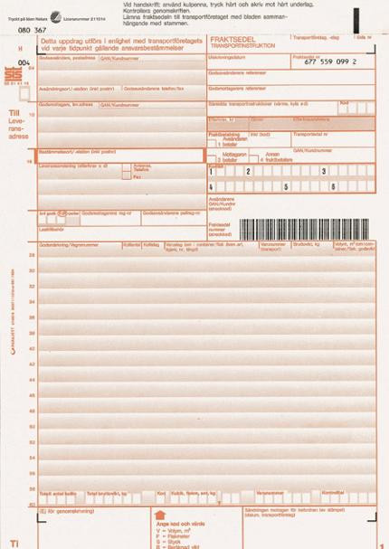 BildeFraktsedel 4-delad A 701 100/fp