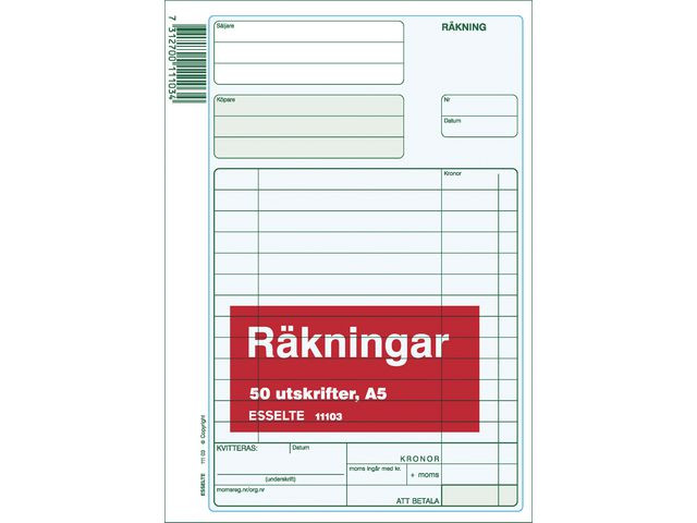 BildeBlankett räkning utan kopia A5 50 blad