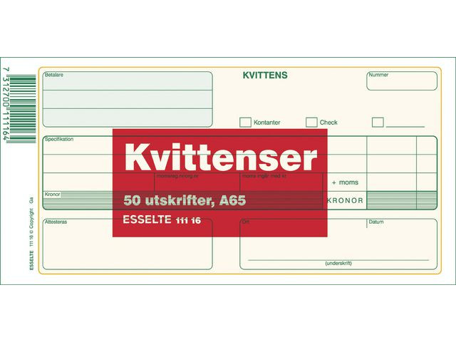BildeBlankett kvittens A65 50 blad