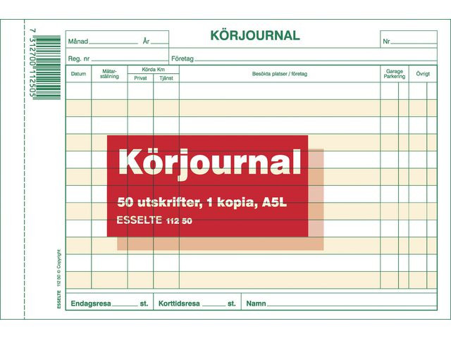 BildeBlankett körjournal A5L 2x50 blad