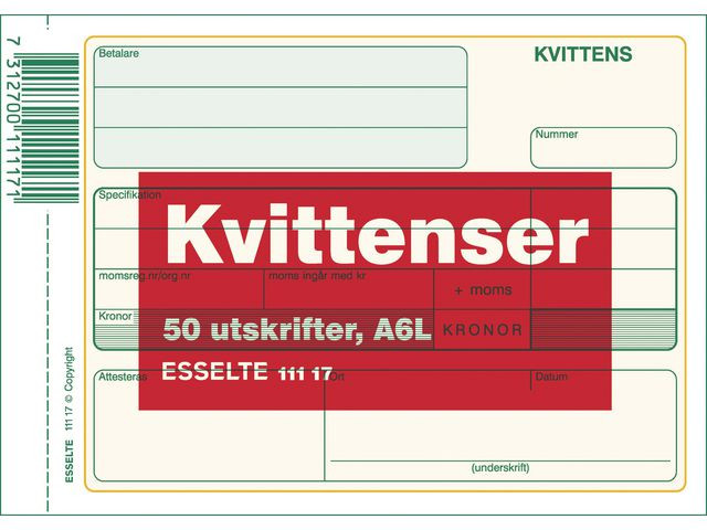 BildeBlankett kvittens A6L 50 blad