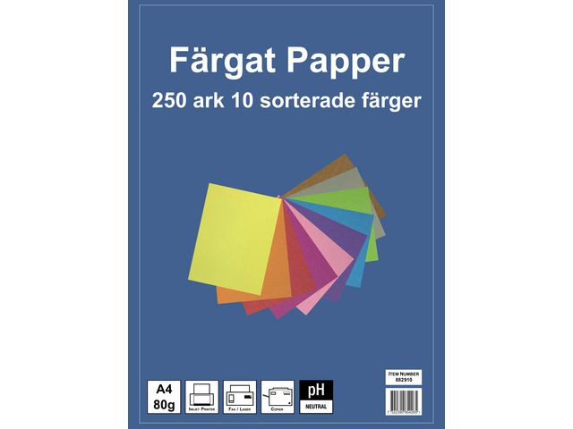 BildeTonpapper A4, 80g 10 färger 250/fp