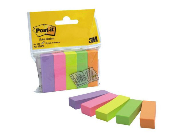 BildeIndex POST-IT 15x50mm 5 färger 500/fp