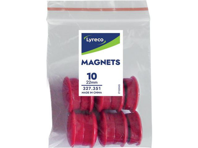BildeMagnetknappar LYRECO 22mm röd 10/fp