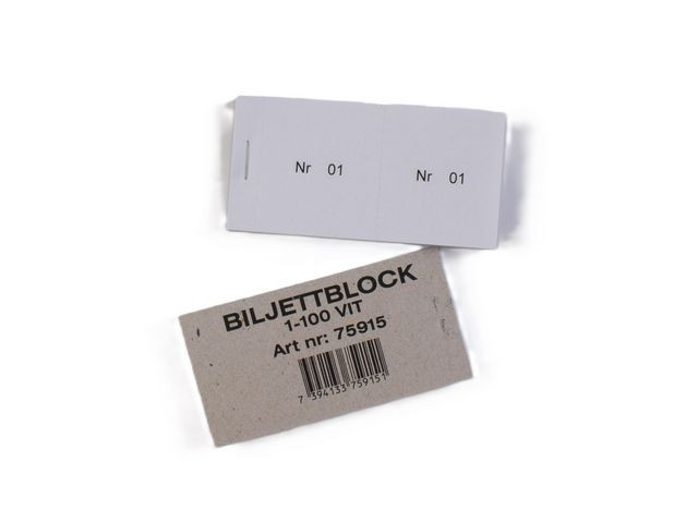 BildeBiljettblock 1-100 vit