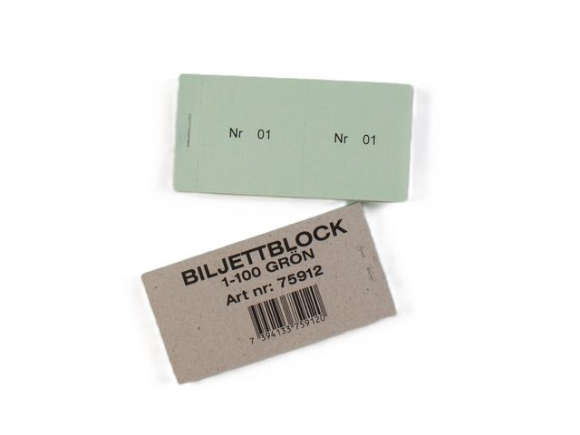 BildeBiljettblock 1-100 grön