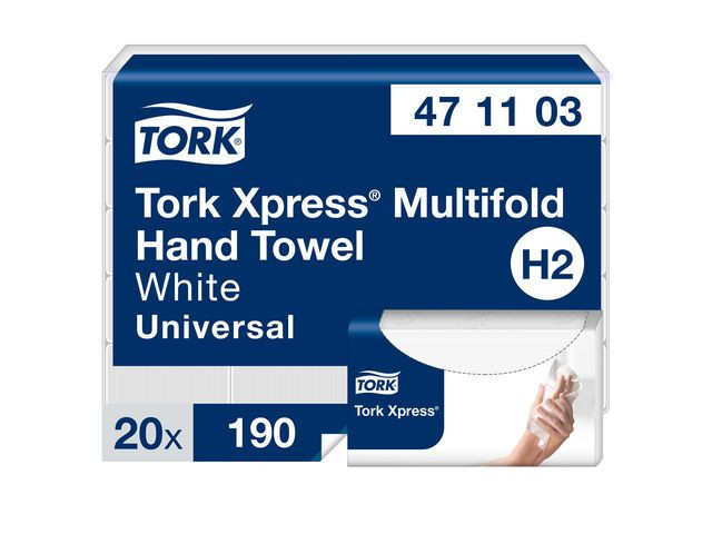 BildeHandduk TORK Uni H2 2-lag vit 3800/fp