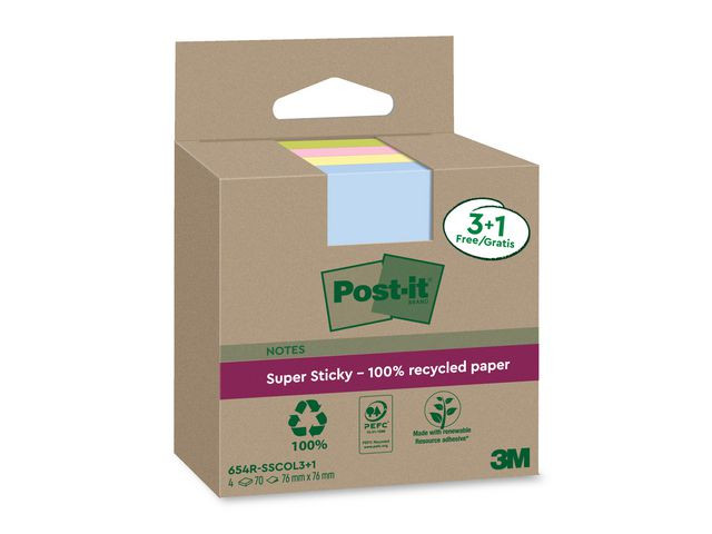 BildeNotes POST-IT SS 76x76mm re sort.f 4/fp