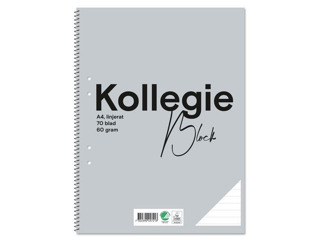 BildeKollegieblock FW A4 60g 70bl linj h grå