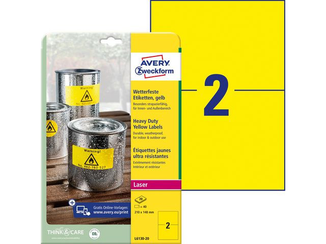 BildeEtikett AVERY 210x148mm gul 40/fp