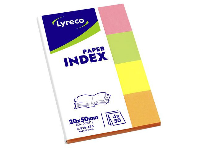 BildeIndexflikar LYRECO 20x50mm 4 färg 200/fp