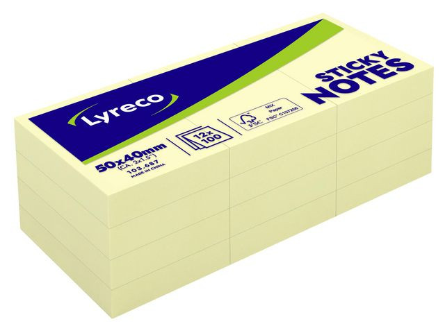 BildeNotes LYRECO standard 40x50mm gul 12/fp