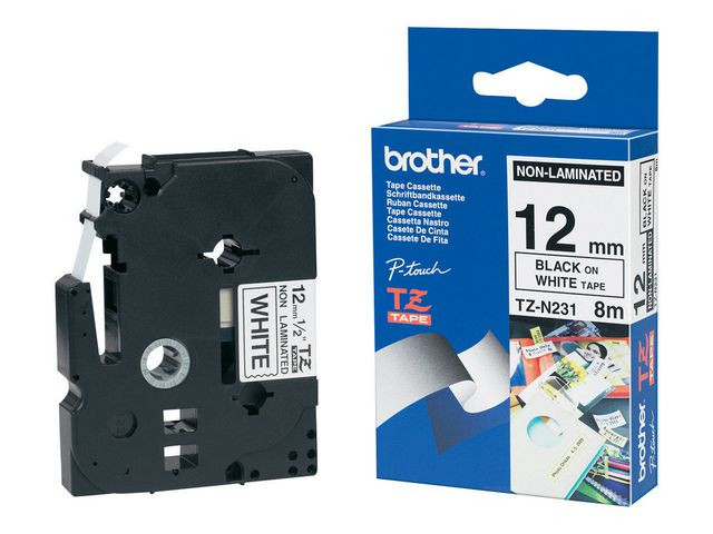 BildeTape BROTHER TZEN231 12mm svart på vit