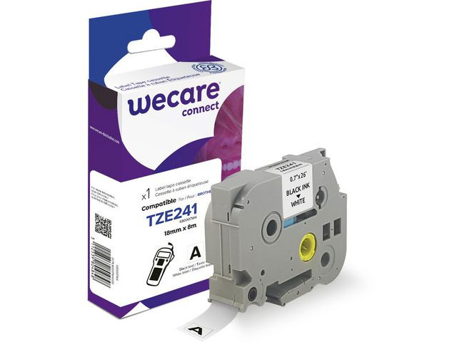 BildeTape WECARE 18mm TZe-241 svart på vit