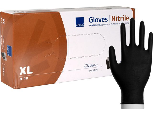 BildeNitrilhandske puderfri svart XL 100/fp