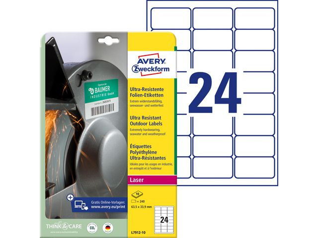 BildeEtikett AVERY 63,5x33,9mm 240/fp